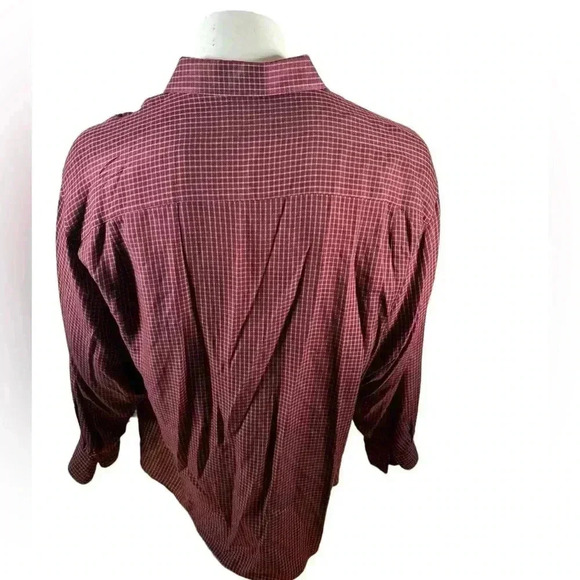 Johnston & Murphy Size XL Maroon Check Tencel Long Sleeve Button Down Shirt - Picture 7 of 10